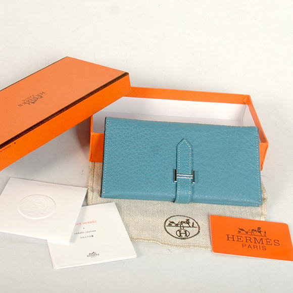 High Quality Hermes Bearn Japonaise Original Leather Wallet H8033 Blue Fake - Click Image to Close